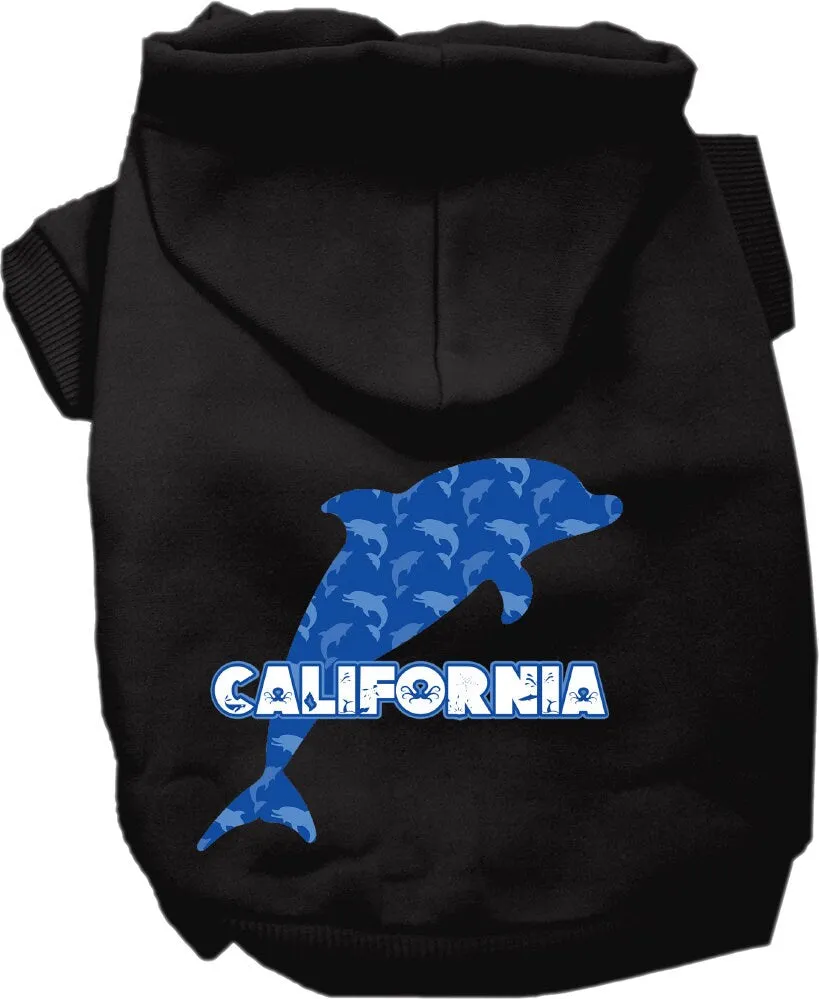 Pet Dog & Cat Screen Printed Hoodie for Medium to Large Pets (Sizes 2XL-6XL), "California Blue Dolphins"