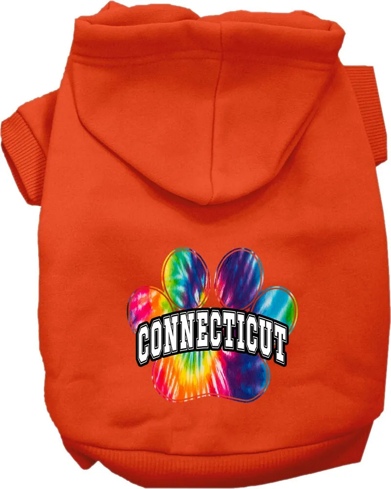 Pet Dog & Cat Screen Printed Hoodie for Medium to Large Pets (Sizes 2XL-6XL), "Connecticut Bright Tie Dye"