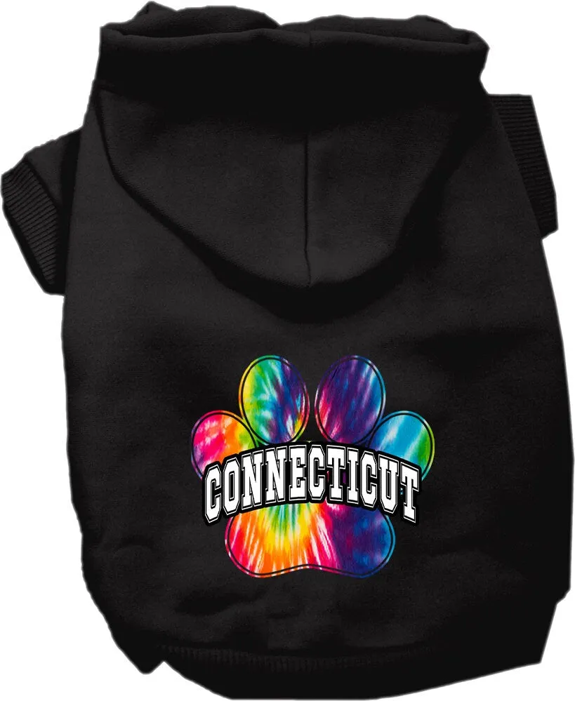 Pet Dog & Cat Screen Printed Hoodie for Medium to Large Pets (Sizes 2XL-6XL), "Connecticut Bright Tie Dye"