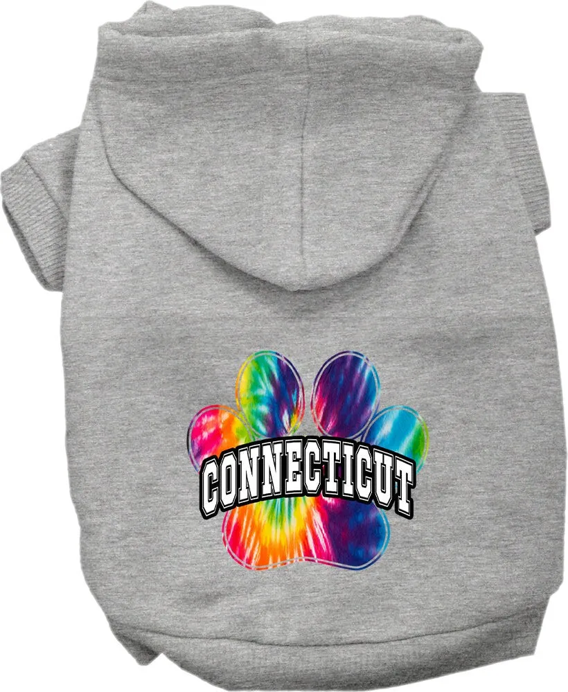 Pet Dog & Cat Screen Printed Hoodie for Medium to Large Pets (Sizes 2XL-6XL), "Connecticut Bright Tie Dye"