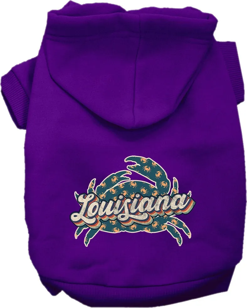 Pet Dog & Cat Screen Printed Hoodie for Medium to Large Pets (Sizes 2XL-6XL), "Louisiana Retro Crabs"