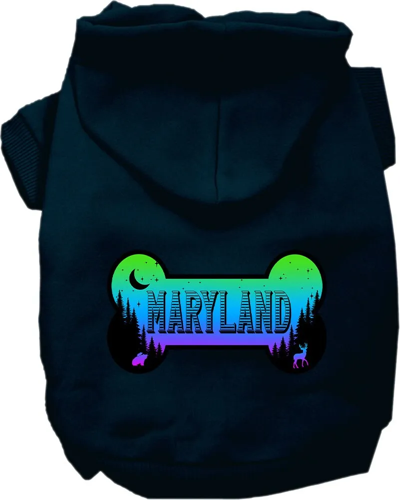 Pet Dog & Cat Screen Printed Hoodie for Medium to Large Pets (Sizes 2XL-6XL), "Maryland Mountain Shades"