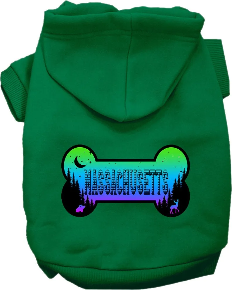 Pet Dog & Cat Screen Printed Hoodie for Medium to Large Pets (Sizes 2XL-6XL), "Massachusetts Mountain Shades"