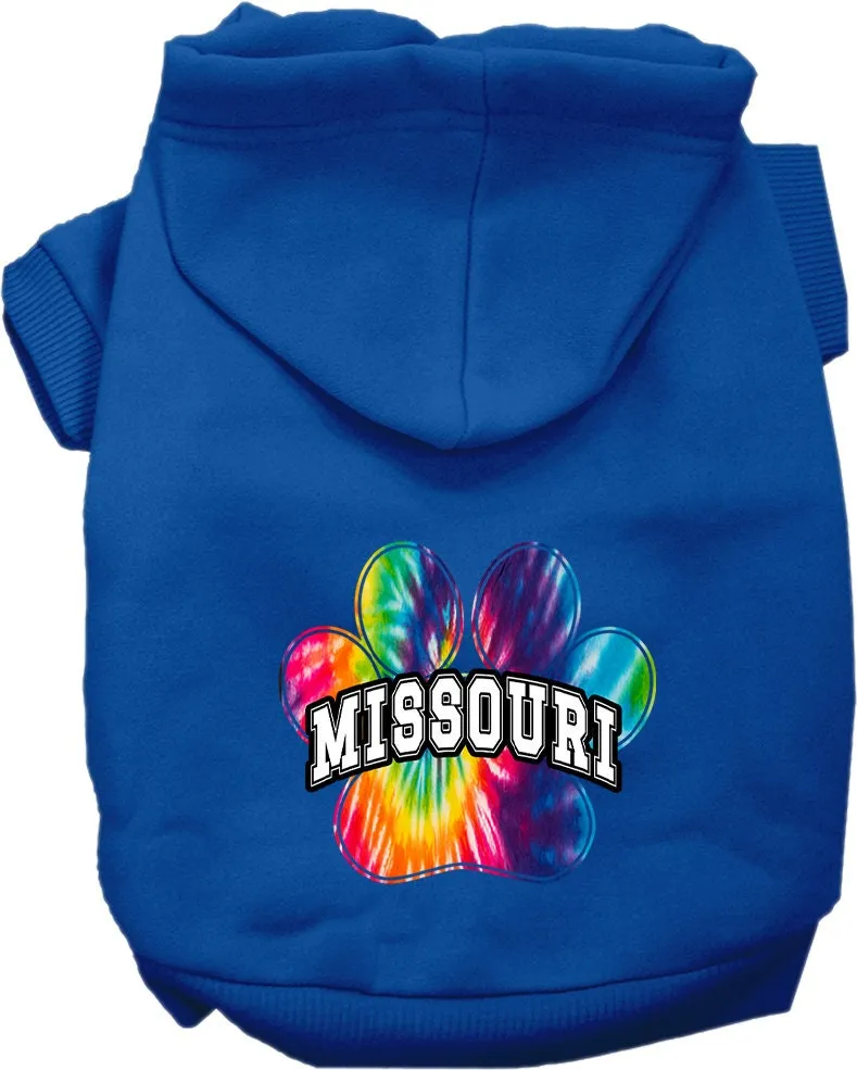 Pet Dog & Cat Screen Printed Hoodie for Medium to Large Pets (Sizes 2XL-6XL), "Missouri Bright Tie Dye"