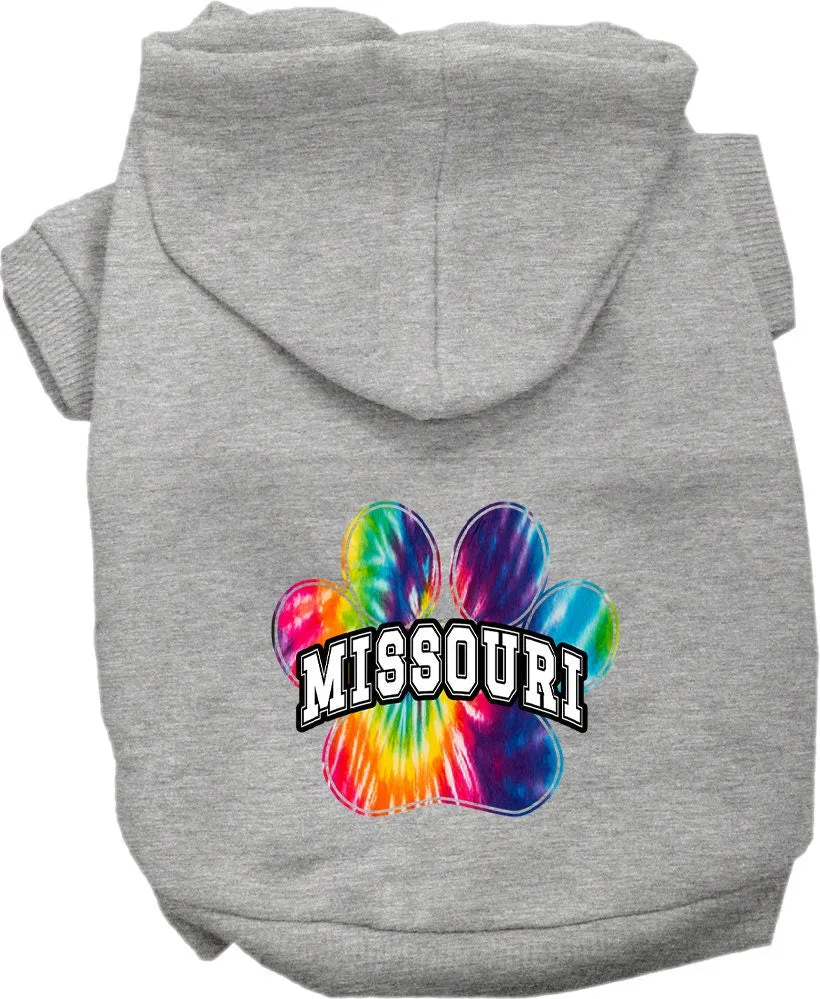 Pet Dog & Cat Screen Printed Hoodie for Medium to Large Pets (Sizes 2XL-6XL), "Missouri Bright Tie Dye"