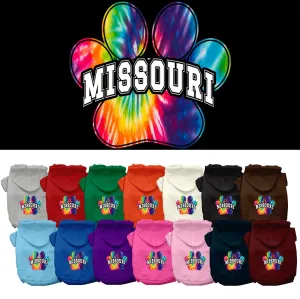 Pet Dog & Cat Screen Printed Hoodie for Medium to Large Pets (Sizes 2XL-6XL), "Missouri Bright Tie Dye"