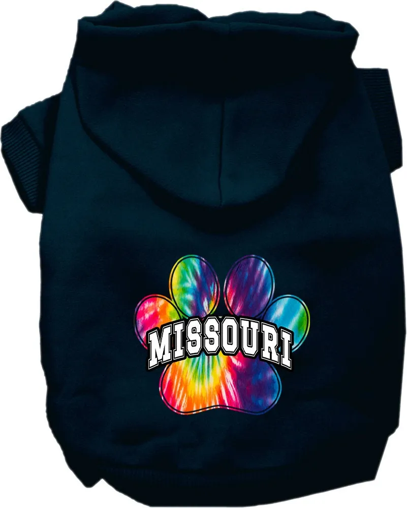 Pet Dog & Cat Screen Printed Hoodie for Medium to Large Pets (Sizes 2XL-6XL), "Missouri Bright Tie Dye"