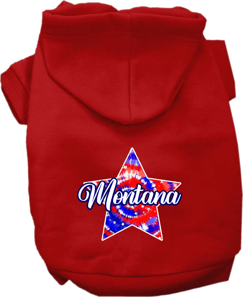 Pet Dog & Cat Screen Printed Hoodie for Medium to Large Pets (Sizes 2XL-6XL), "Montana Patriotic Tie Dye"