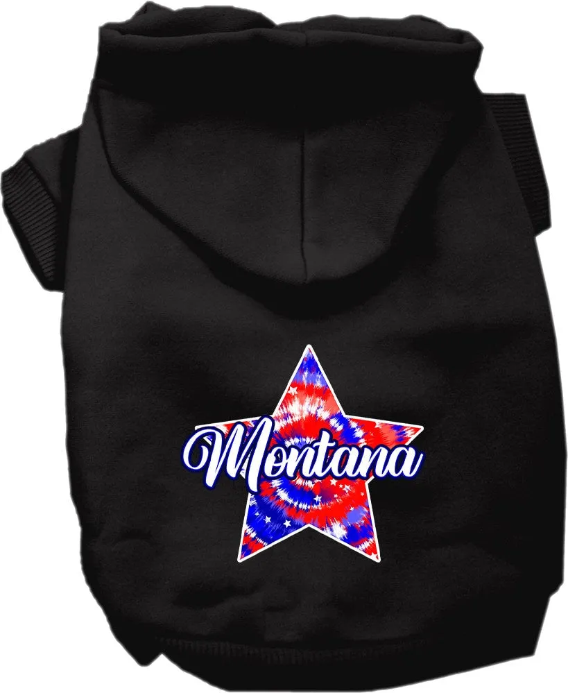 Pet Dog & Cat Screen Printed Hoodie for Medium to Large Pets (Sizes 2XL-6XL), "Montana Patriotic Tie Dye"