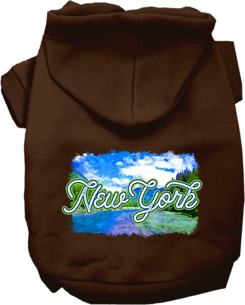 Pet Dog & Cat Screen Printed Hoodie for Medium to Large Pets (Sizes 2XL-6XL), "New York Summer"