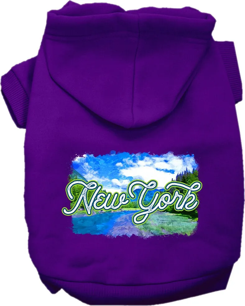 Pet Dog & Cat Screen Printed Hoodie for Medium to Large Pets (Sizes 2XL-6XL), "New York Summer"