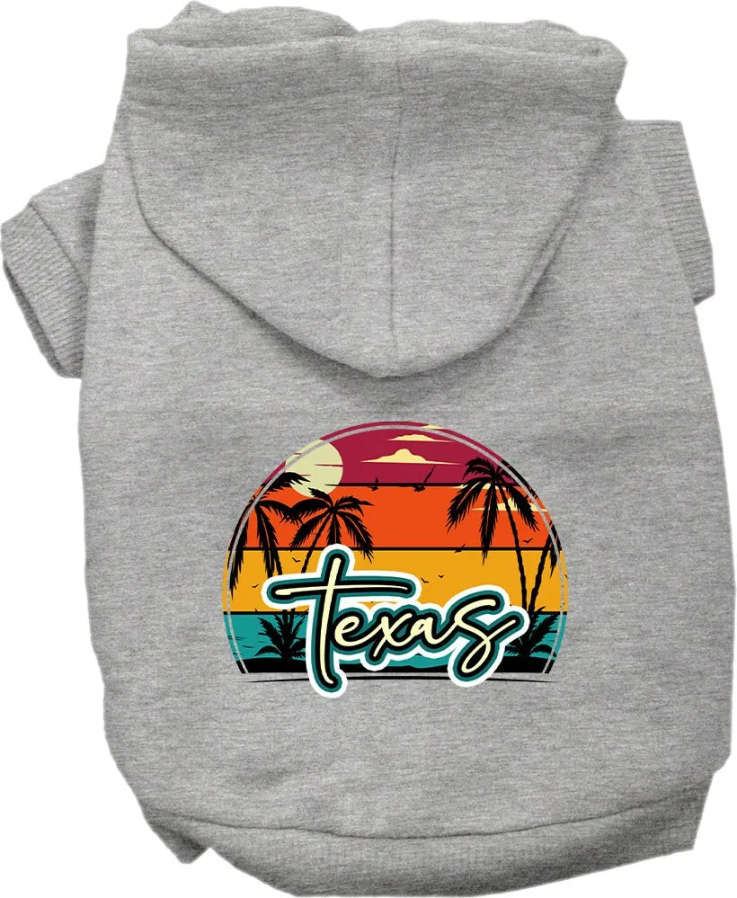 Pet Dog & Cat Screen Printed Hoodie for Medium to Large Pets (Sizes 2XL-6XL), "Texas Retro Beach Sunset"