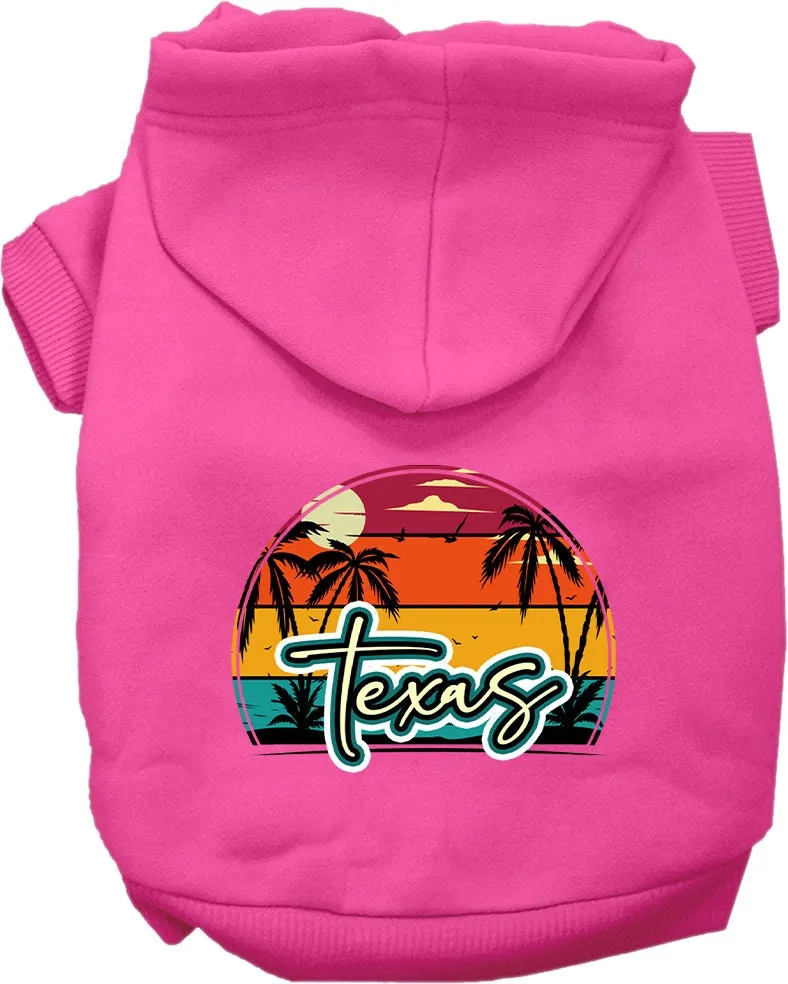 Pet Dog & Cat Screen Printed Hoodie for Medium to Large Pets (Sizes 2XL-6XL), "Texas Retro Beach Sunset"