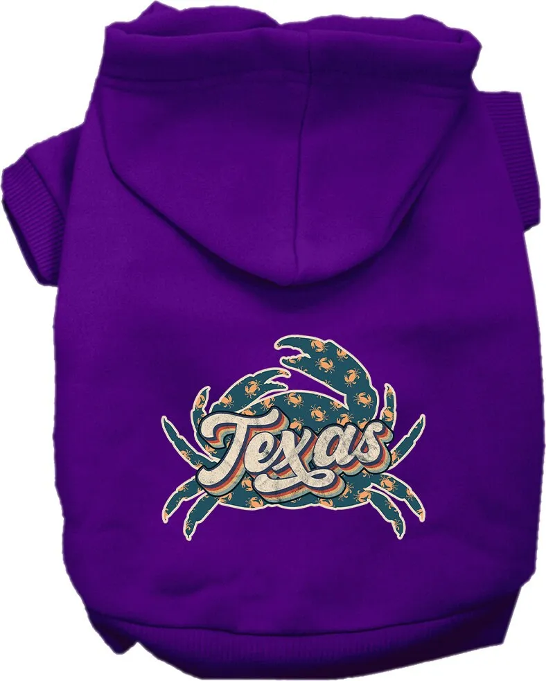 Pet Dog & Cat Screen Printed Hoodie for Medium to Large Pets (Sizes 2XL-6XL), "Texas Retro Crabs"