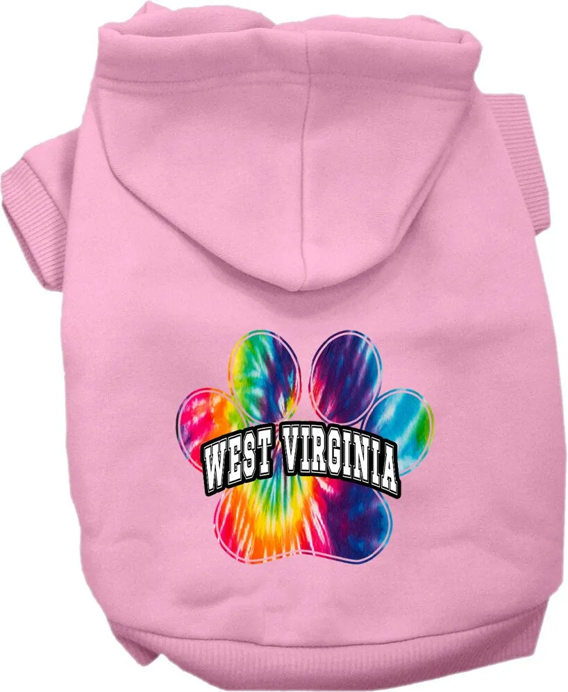 Pet Dog & Cat Screen Printed Hoodie for Medium to Large Pets (Sizes 2XL-6XL), "West Virginia Bright Tie Dye"