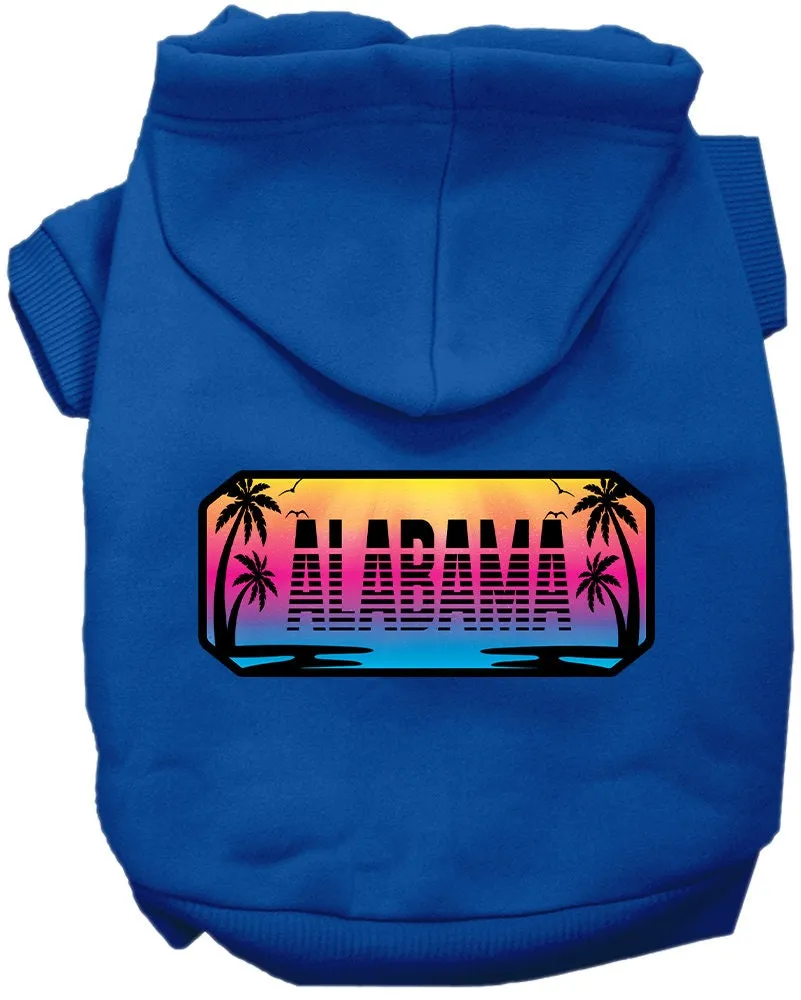 Pet Dog & Cat Screen Printed Hoodie for Small to Medium Pets (Sizes XS-XL), "Alabama Beach Shades"