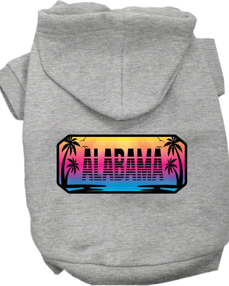 Pet Dog & Cat Screen Printed Hoodie for Small to Medium Pets (Sizes XS-XL), "Alabama Beach Shades"