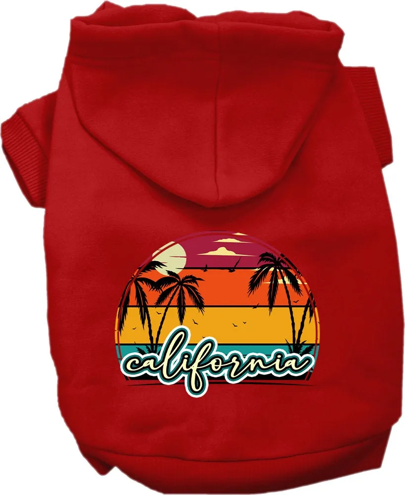 Pet Dog & Cat Screen Printed Hoodie for Small to Medium Pets (Sizes XS-XL), "California Retro Beach Sunset"