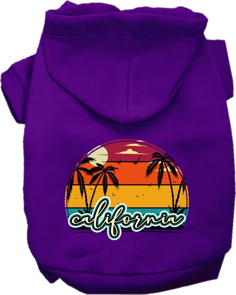 Pet Dog & Cat Screen Printed Hoodie for Small to Medium Pets (Sizes XS-XL), "California Retro Beach Sunset"