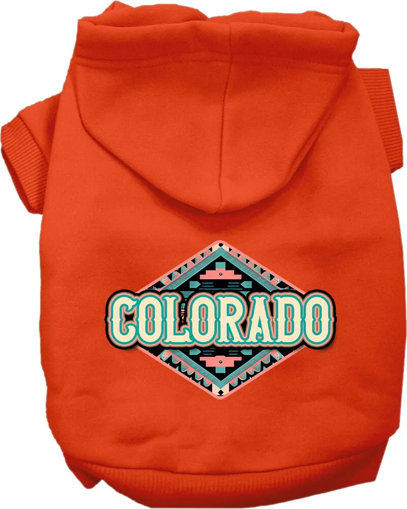 Pet Dog & Cat Screen Printed Hoodie for Small to Medium Pets (Sizes XS-XL), "Colorado Peach Aztec"