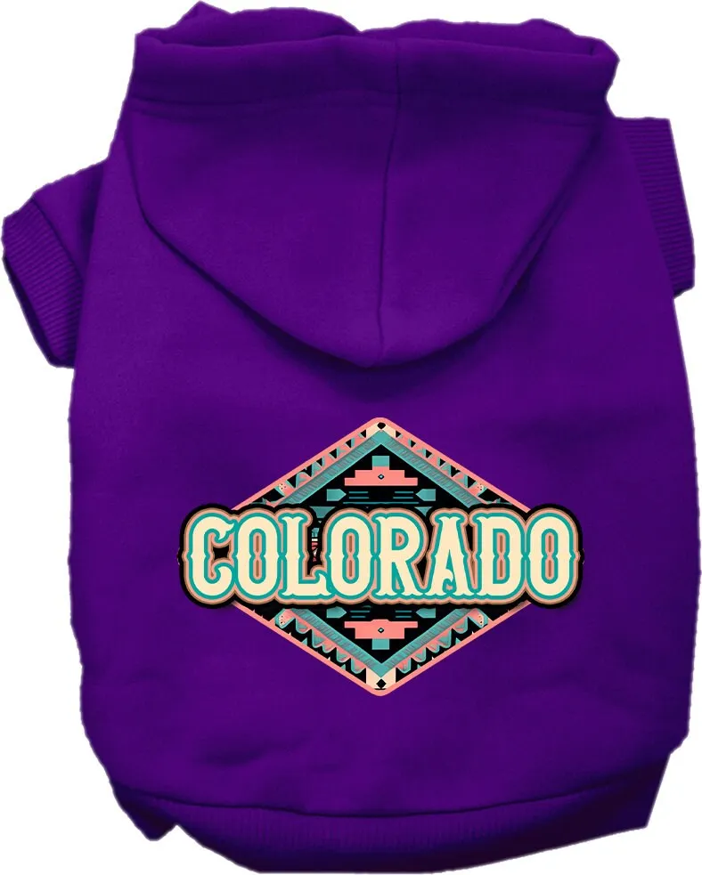 Pet Dog & Cat Screen Printed Hoodie for Small to Medium Pets (Sizes XS-XL), "Colorado Peach Aztec"