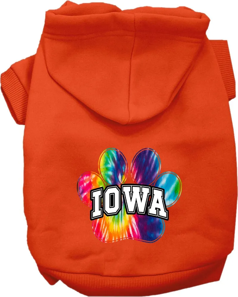 Pet Dog & Cat Screen Printed Hoodie for Small to Medium Pets (Sizes XS-XL), "Iowa Bright Tie Dye"