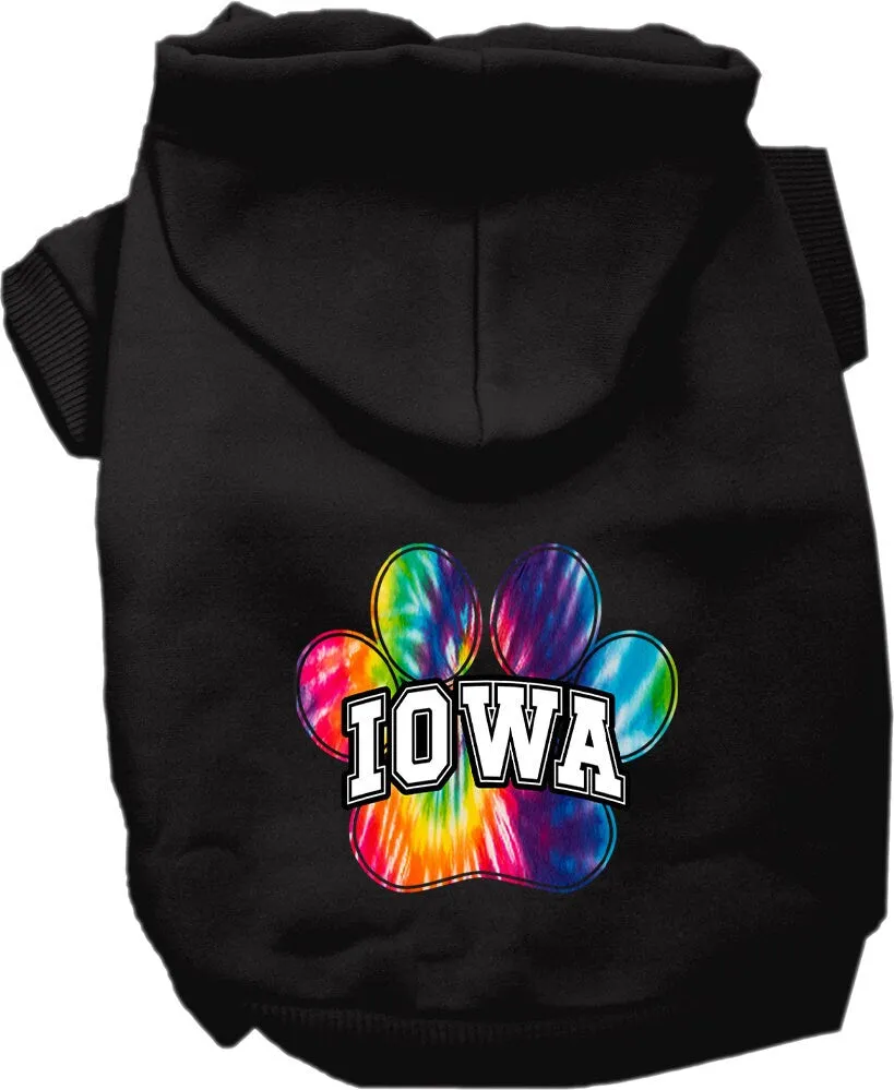 Pet Dog & Cat Screen Printed Hoodie for Small to Medium Pets (Sizes XS-XL), "Iowa Bright Tie Dye"