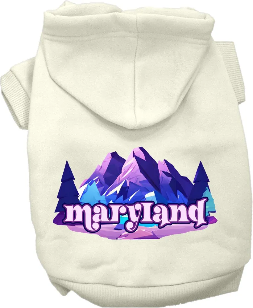 Pet Dog & Cat Screen Printed Hoodie for Small to Medium Pets (Sizes XS-XL), "Maryland Alpine Pawscape"