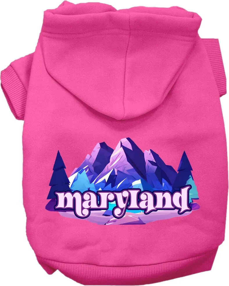 Pet Dog & Cat Screen Printed Hoodie for Small to Medium Pets (Sizes XS-XL), "Maryland Alpine Pawscape"