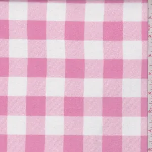 Pink/White Buffalo Plaid Jersey Sweater Knit Fabric