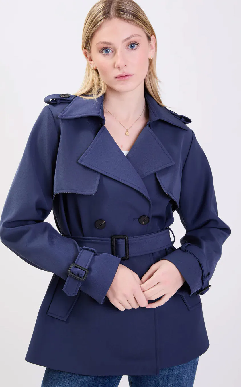 Point Zero «eco» Short double breasted belted trench coat 'Aubrey'