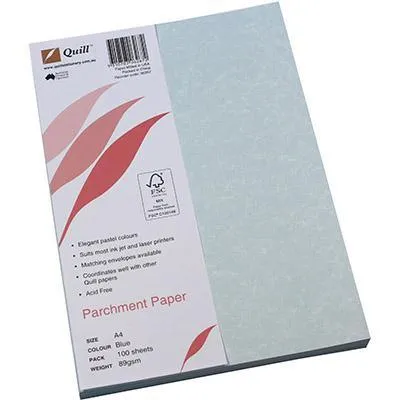 Quill Parchment Paper 90Gsm A4 Blue Pack 100