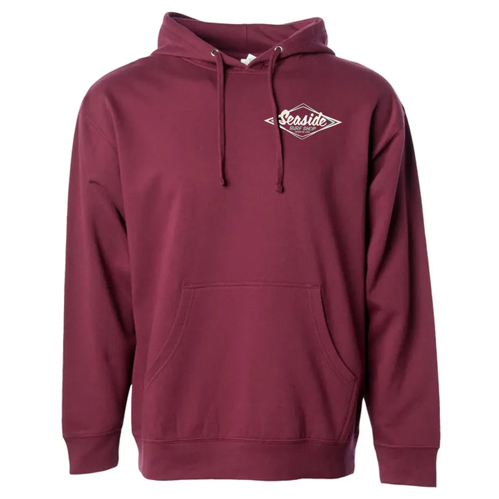 Seaside Surf Shop Mens Vintage Logo Pullover - Maroon