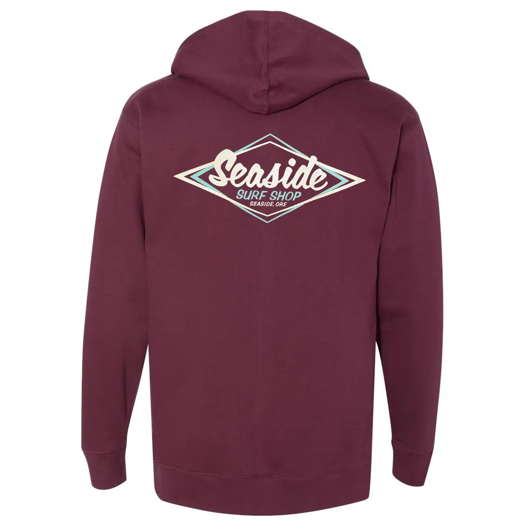 Seaside Surf Shop Mens Vintage Logo Pullover - Maroon