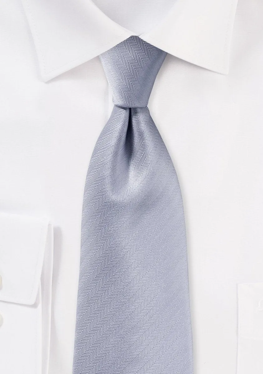 Silver Herringbone Necktie