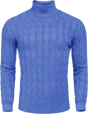 Slim Fit Turtleneck Twisted Knitted Pullover Sweater (US Only)