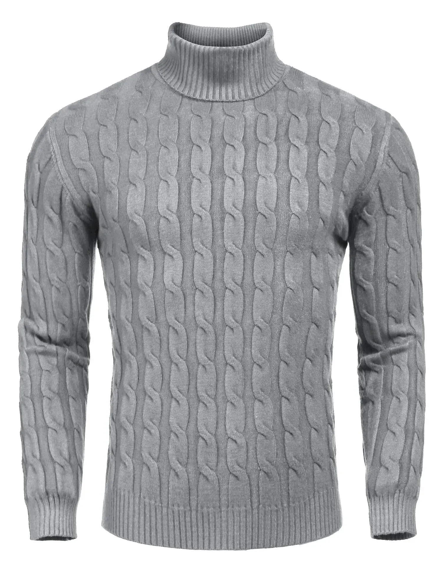 Slim Fit Turtleneck Twisted Knitted Pullover Sweater (US Only)