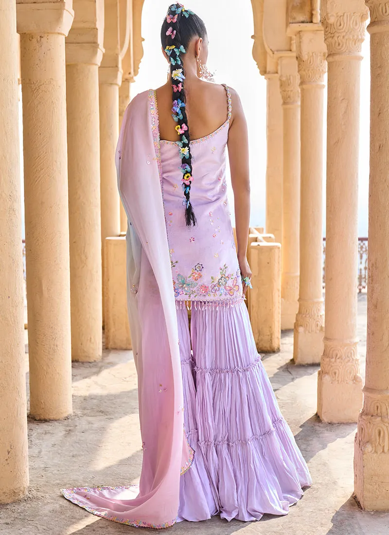 Soft Lavender Embellished Gharara Suit