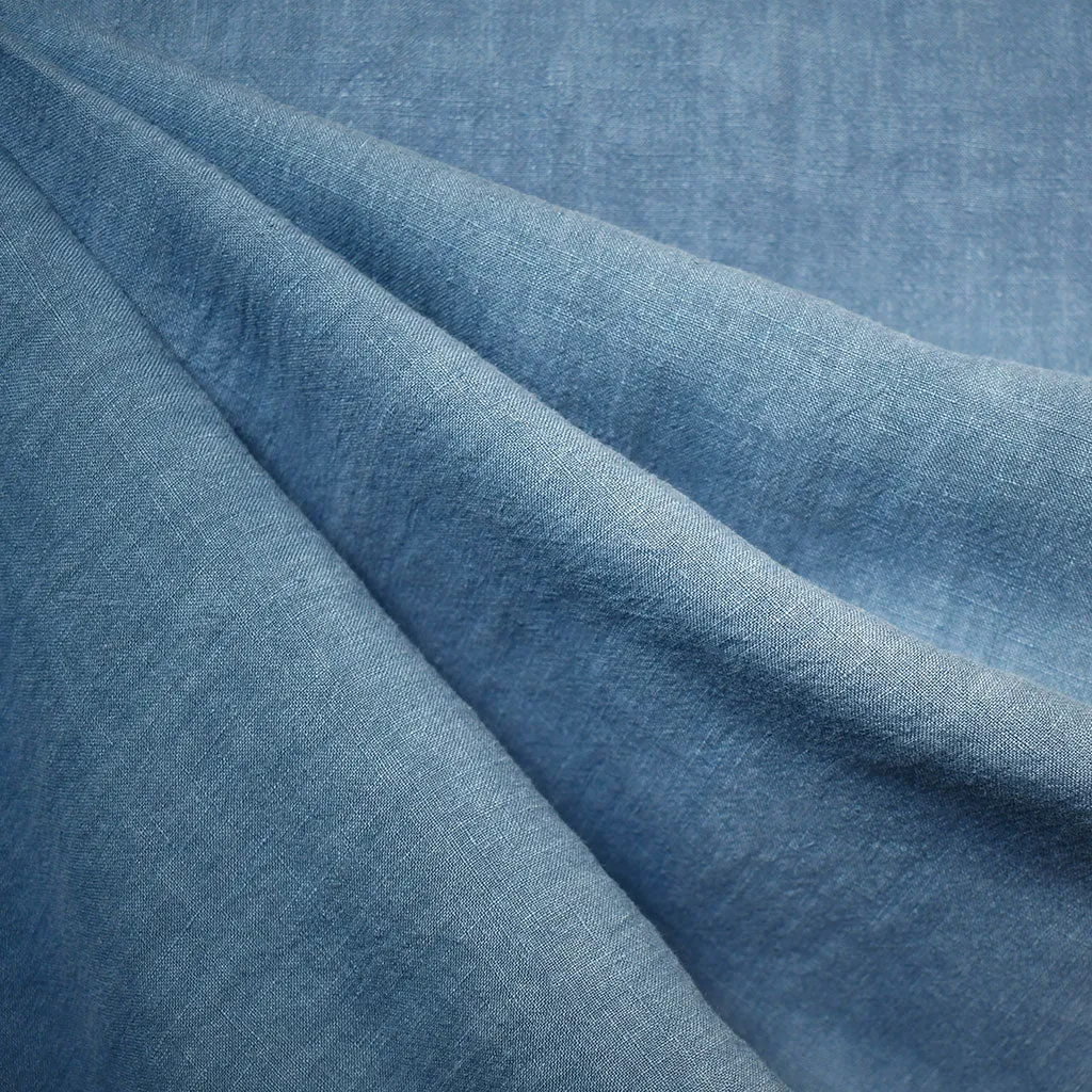 Soft Washed Linen Solid Steel Blue SY