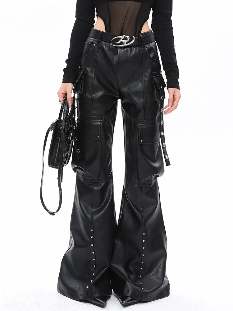 Spring Autumn Soft Black Baggy High Waist Luxury Designer American Pants