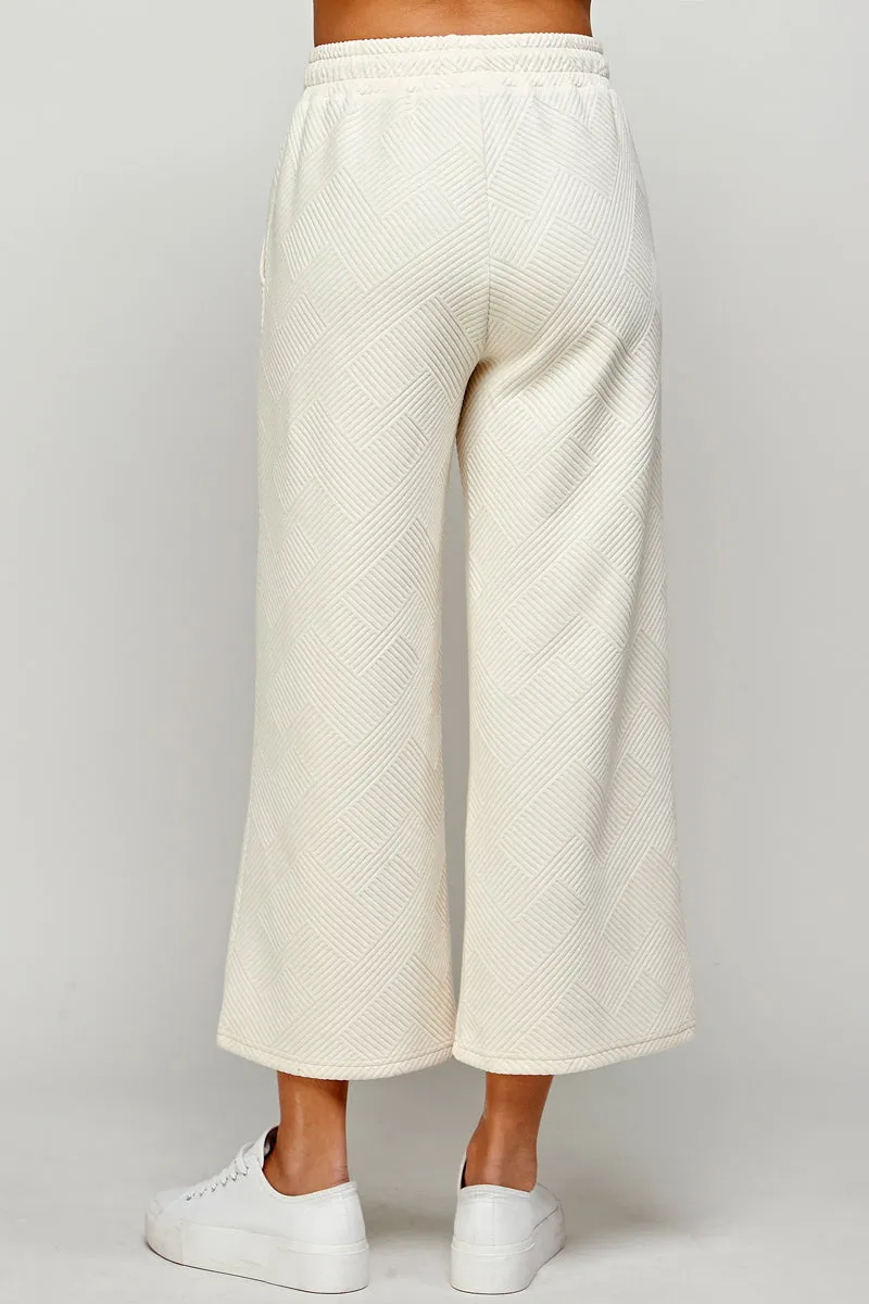 Textured Soft Cropped Wide Pants