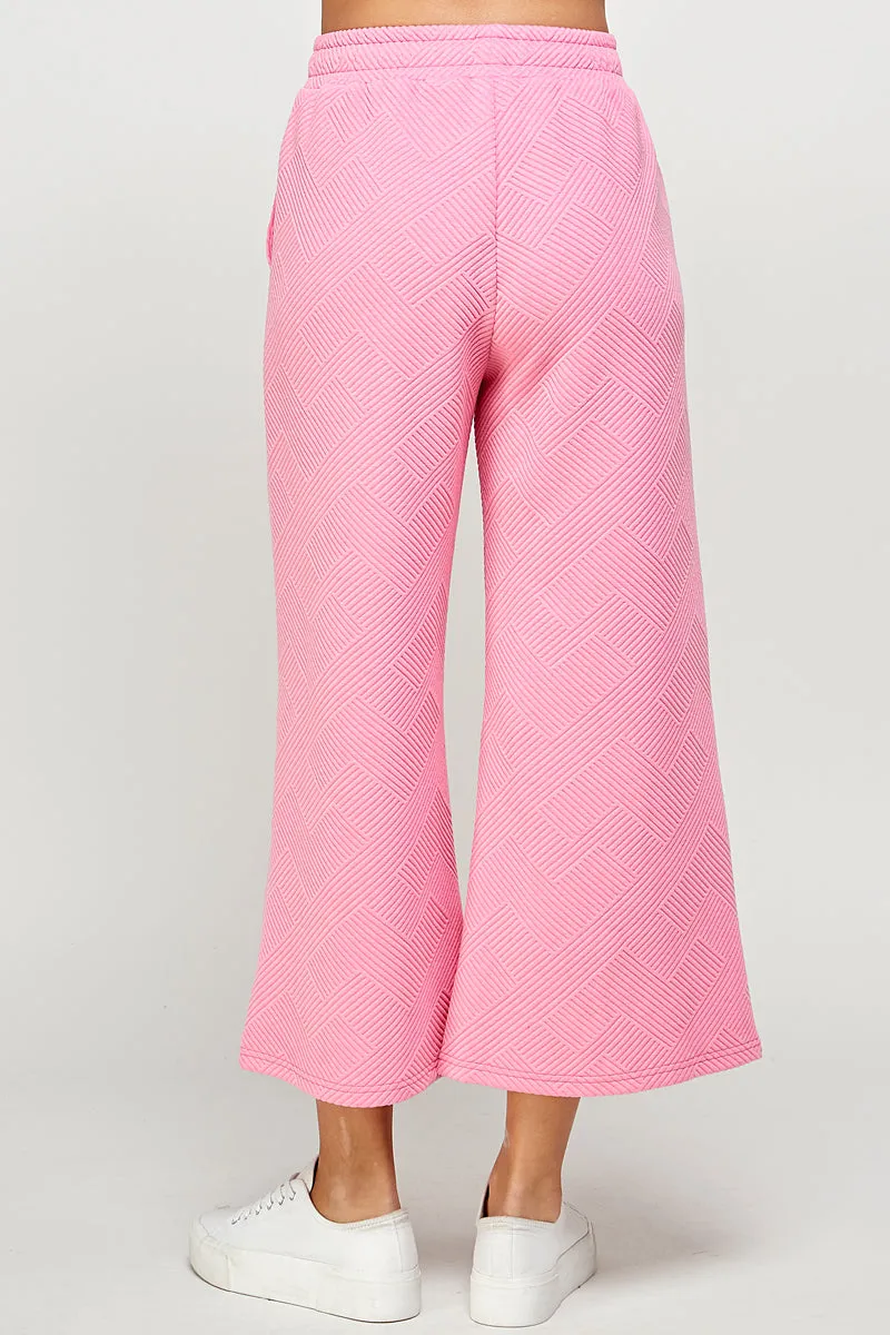 Textured Soft Cropped Wide Pants