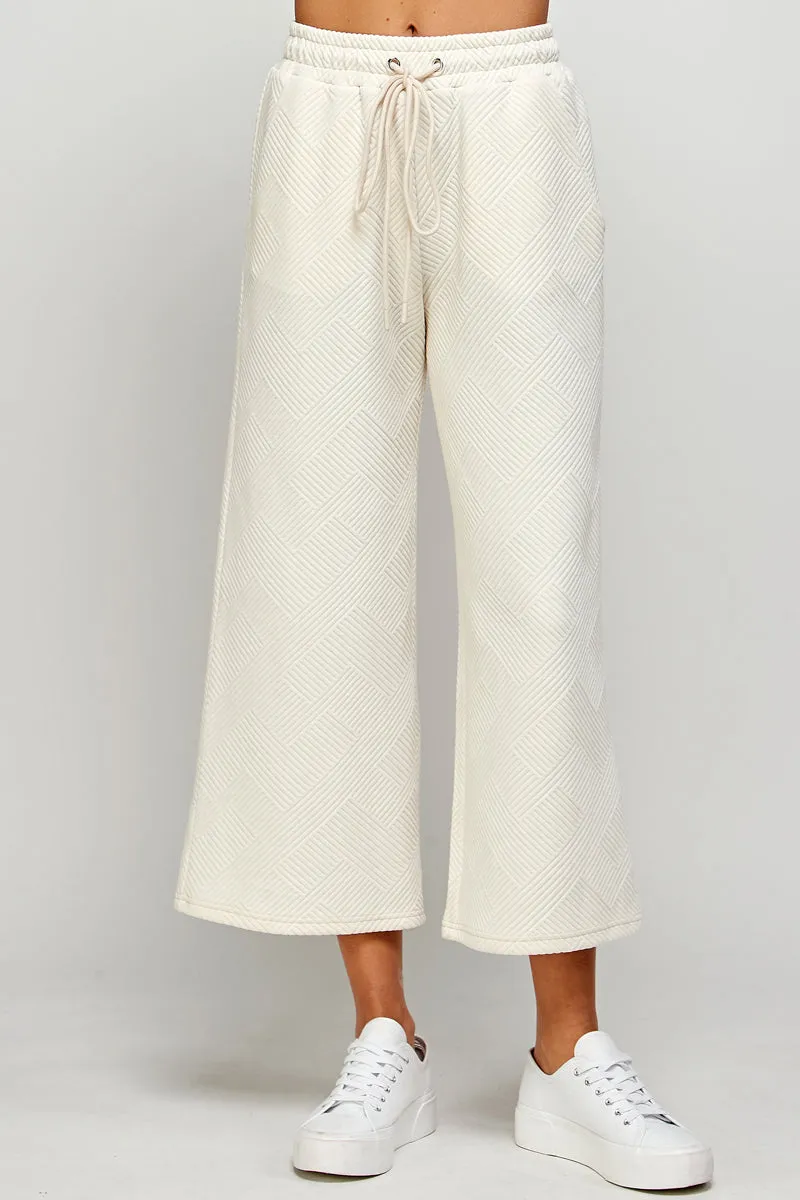 Textured Soft Cropped Wide Pants