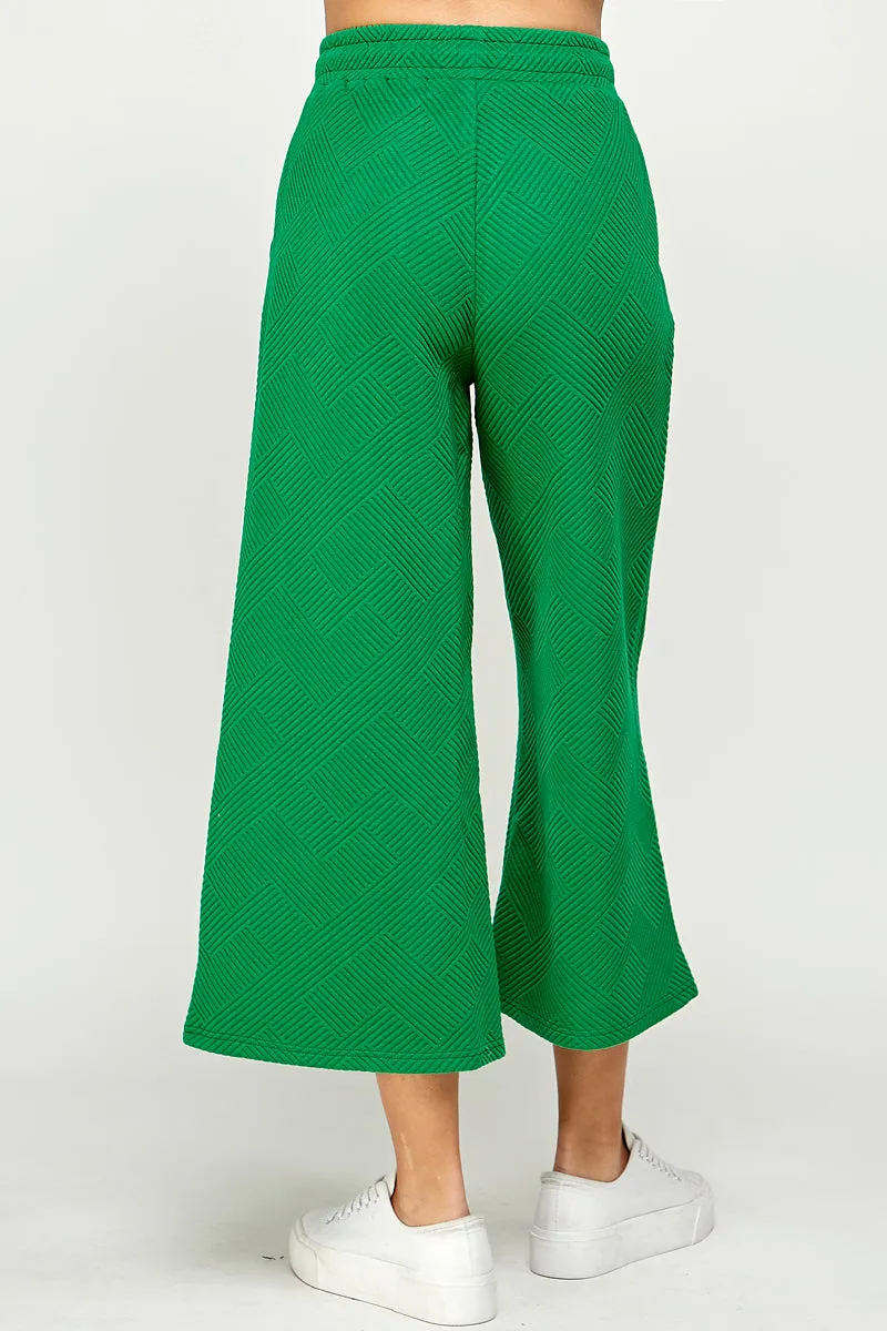 Textured Soft Cropped Wide Pants