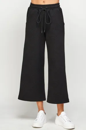 Textured Soft Cropped Wide Pants