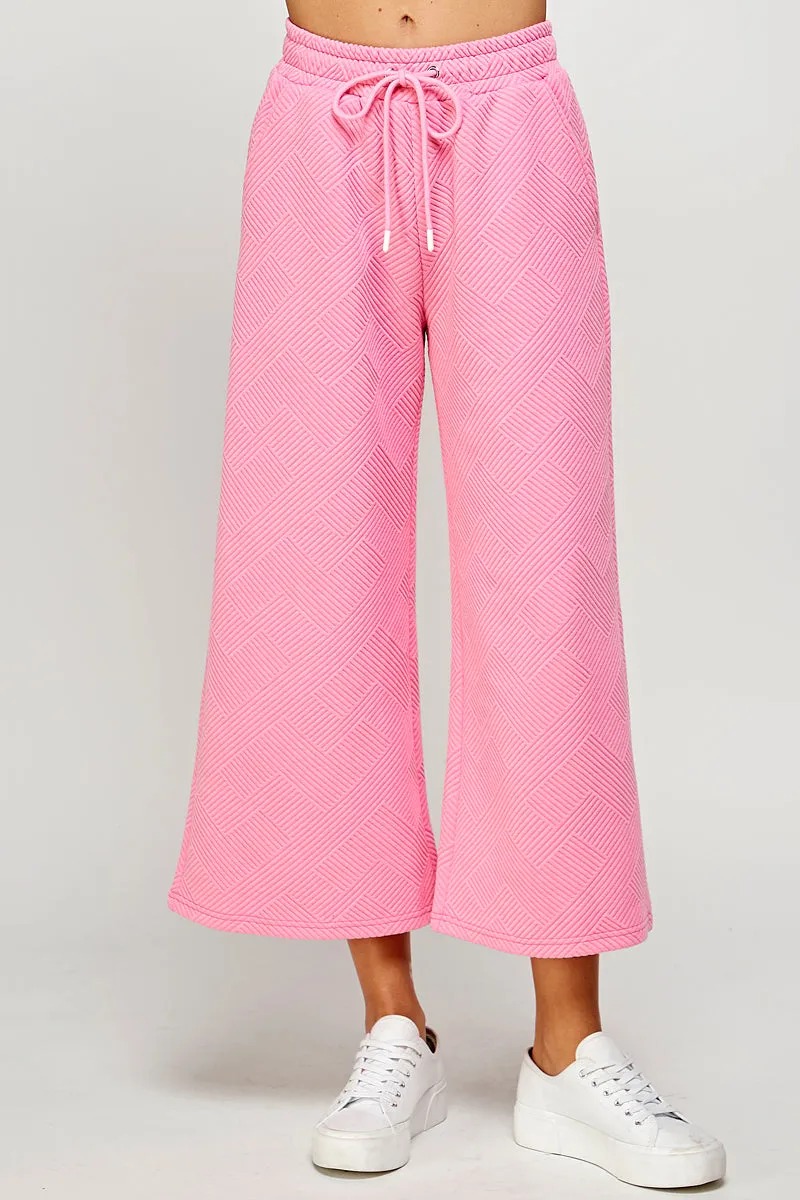 Textured Soft Cropped Wide Pants