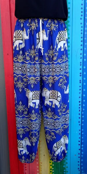 Thai Hippie Pants with Drawstring - Large Elephants