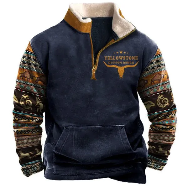 Thick Warm Standing Collar Zipper Sweater For Men