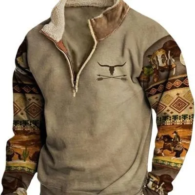 Thick Warm Standing Collar Zipper Sweater For Men