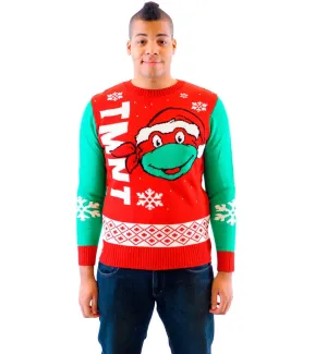 TMNT Big Turtle Face Ugly Christmas Sweater